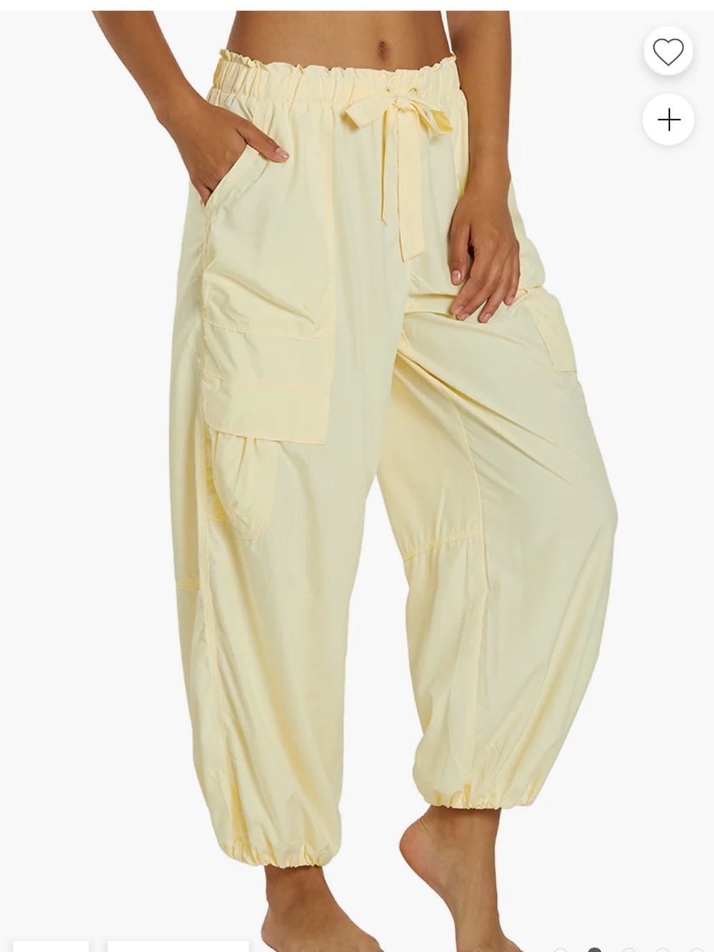 Free People Down to earth pale yellow Cargo Pant Sz Large